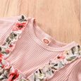 Robe Ensemble de jupe à bulles florale à manches longues pour bébés filles pour tout-petits + ensemble de tenues de bandeau bowknot-3