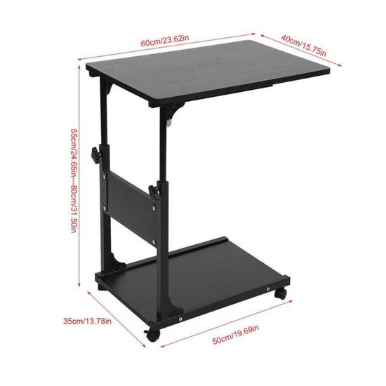 55 80cm Hauteur Ajustable Table De Chevet D Ordinateur Portable