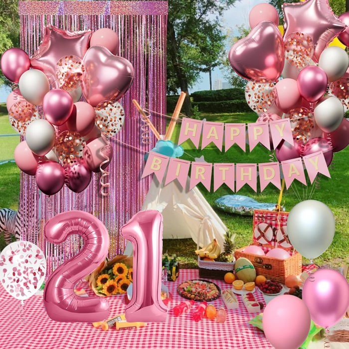 30 Pièces Decoration Anniversaire Kit 21 Ans Fille Garçon, Or