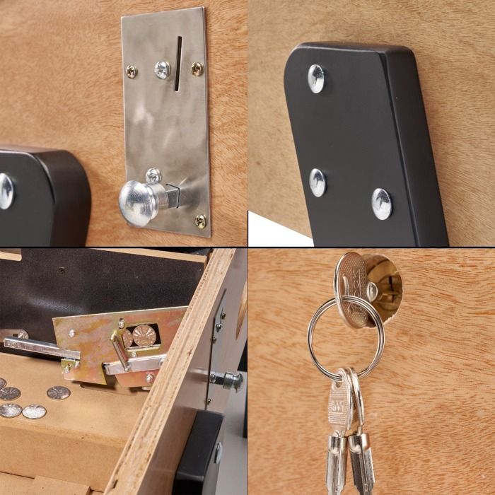 Babyfoot ado luxe en bois style bistrot avec monnayeur - 10 balles liège - 30 jetons fournis marron - Kangui