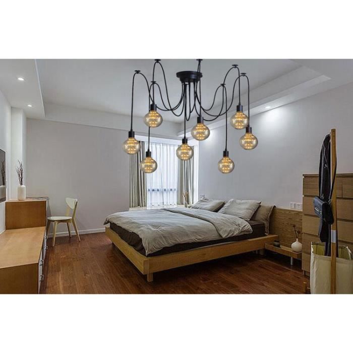 Lustre Araignée Industriel - Suspension Réglable Avec 2 à 14 Lumières - Style Vintage Pour Salon, Loft Ou Salle à Manger