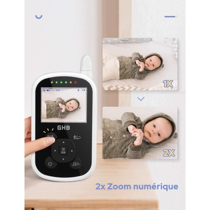 GHB Babyphone Caméra Bébé Moniteur 2,4 Inches LCD Babyphone Vidéo