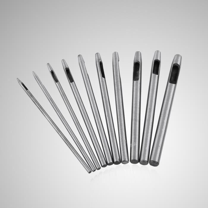 Set De 10 Perforateurs Creux En Cuir – Acier 45# Pour Artisanat Et Couture