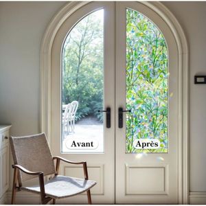 Zindoo Film pour Fenetre Anti-UV 3D Arc-en-Ciel Effet pour Vitre Film Vitrage Fenêtre Non Adhesif Film Autocollant Vitre Decoratif pour Maison Bureau Chambre Portes 44.5 CM x 200 CM
