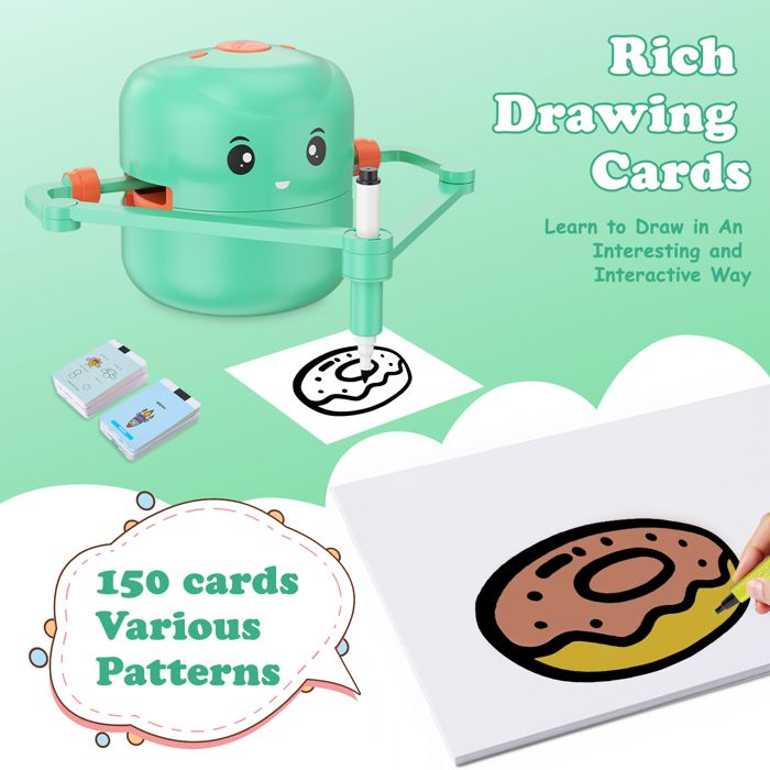 Robot Dessinateur 3T6B – Interactif Et Vocal – 100 Cartes Et 2 Stylos – Rechargeable – Cadeau éducatif Dès 3 Ans