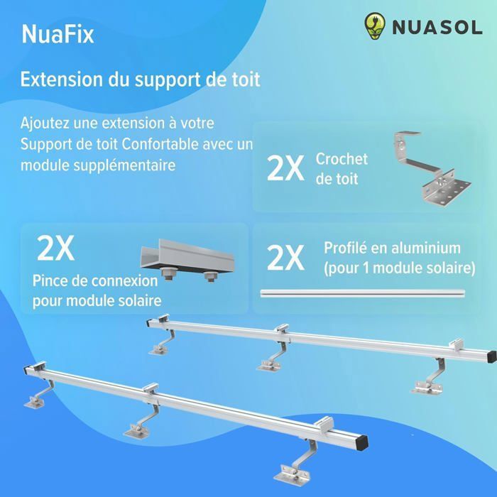 Eco Worthy NuaSol Lot De 2 Supports De Fixation Pour Centrale électrique De Balcon Support De Panneau Rail Fixation Panneau Solaire