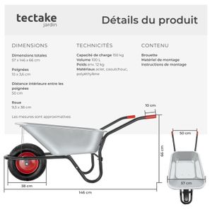 Brouette 2 roues - brouette pas cher - brouette de jardin