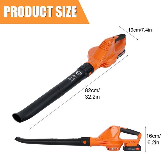 Souffleur de Feuilles Sans Fil 3000W - 2 Vitesses - 200km/h - avec 2 Batteries 21V et 1 Chargeur - Pour Jardin, Cour, Terrasse - Jardin