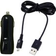 MUVIT SPRING Pack Chargeur Voiture 1USB 1A+ Câble MICRO USB 1M 1A Noir-0