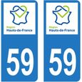 Lot 2 Autocollants Stickers plaque immatriculation voiture auto département 59 Nord Logo Région Hauts-de-France-0