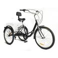 24 " 7 vitesses Tricycle pliable pour adultes vélo à 3 roues avec panier-0