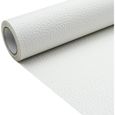 Tissu en cuir synthétique texture litchi blanc, 30 x 135 cm, 1,13 mm d'épaisseur, pour travaux manuels, couture, canapé, sac à-0