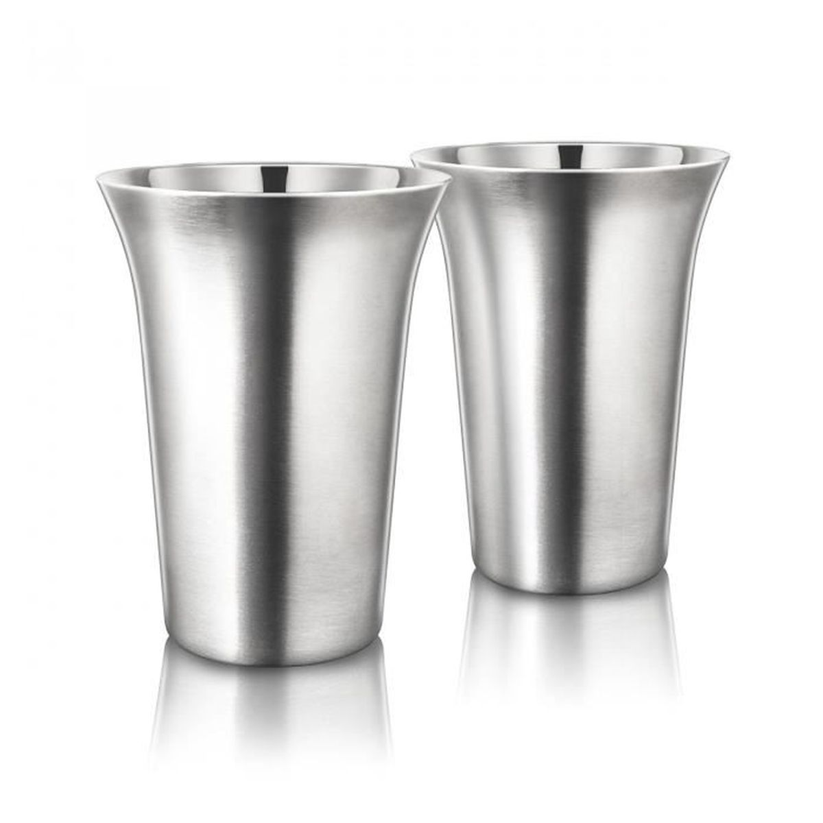 Final Touch Set of 2 Stainless Steel Coffee Cups Mugs En Acier inoxydable Tasses à café Tasses