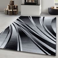 Tapis de salon moderne à design Tapis à poils ras, couleurs tendance, tapis moelleux, Noir Tapis 80 x 150 cm