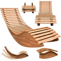 Casaria | Chaise longue à bascule en bois • certifié FSC® • Transat ergonomique de Jardin | Bain de soleil