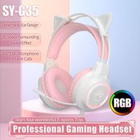 Écouteurs Soyto SY-G35 Oreille de Chat Casque Filaire Pour PC, Xbox One X-S,PS4 Pro,PS5,Nintendo Switch - Rose
