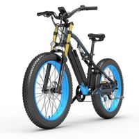 Vélo électrique LANKELEISI RV700 45KM/H Moteur 1000W Autonomie 120km amortisseur avant 26 pouces VTT fat bike 48V16Ah bleu
