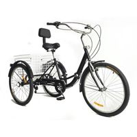 24 " 7 vitesses Tricycle pliable pour adultes vélo à 3 roues avec panier