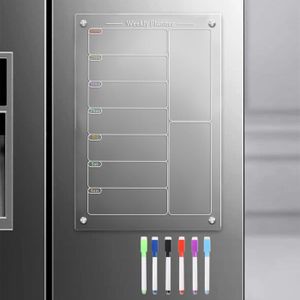 Calendrier Magnétique Frigo A3 - Planificateur Repas Hebdomadaire, 42x30 Cm, Avec 8 Marqueurs