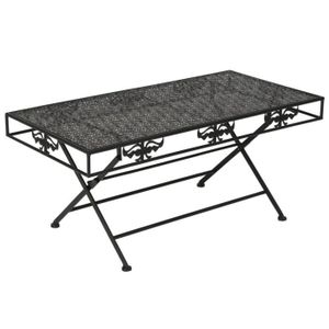 TABLE BASSE Table basse pliante Style vintage Métal 100 x 50 x 45 cm Noir