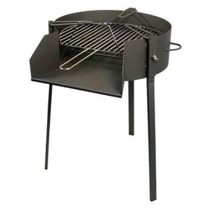 BARBECUE Barbecue Rond Avec Support Paella - Charbon - ø50x75 cm - Grille chromée