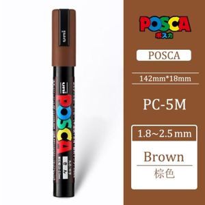 MARQUEUR Brun - Marqueurs de peinture Uni Posca, stylos à pointe moyenne, 1.8mm 2.5mm, 17 couleurs pour l'école et le