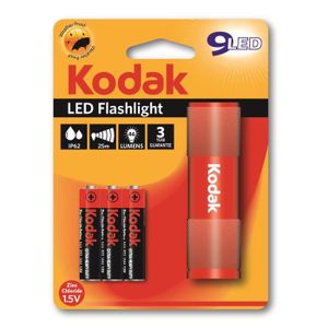 LAMPE DE POCHE KODAK Lampe torche 9-LED flashlight + 3 Piles LR03/AAA EHD - Rouge