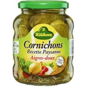 CORNICHONS OLIVES KUHNE - Cornichons Paysanne Aigres-Doux 185 G - Lot De 4