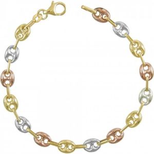 BRACELET - GOURMETTE Bracelet Femme 3 Ors - Or Tricolore - Grain de Caf