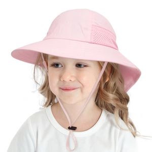 CHAPEAU - BOB Bébé Chapeau de Soleil Fille Garçon Chapeau de Cou Enfants Chapeaux de Seau Fille Chapeau de Plage d'été pour Tout-Petits,Rose