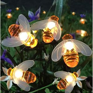 GUIRLANDE D'EXTÉRIEUR JANDEI - Lot de 2 guirlandes lneuses d'extérieur solaire abeilles 2 mètres 20 LED guirlandes abeille solaire pour lampes solaire78
