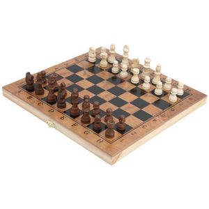 JEU SOCIÉTÉ - PLATEAU LAM-Jeu d'échecs en boiss pliant, 3 en 1 pour les 