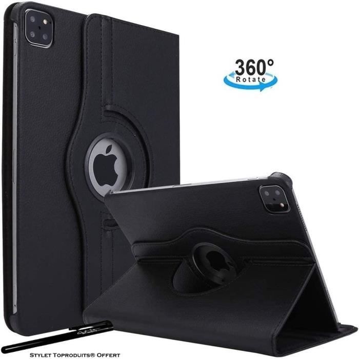 Case Book Cover Pochette Coque pour iPad Pro 12.9 Housse Arrière  Transparente Noir à prix pas cher