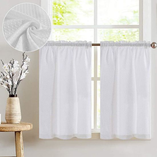 Lot De 2 Rideaux Brise-bise Blancs 45x70 Cm – Coton – Style Classique