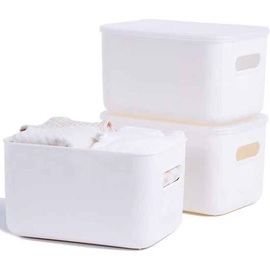 Panier De Rangement Plastique 3 Compartiments Avec Poignée - Pour Cuisine, Salle De Bain, Légumes