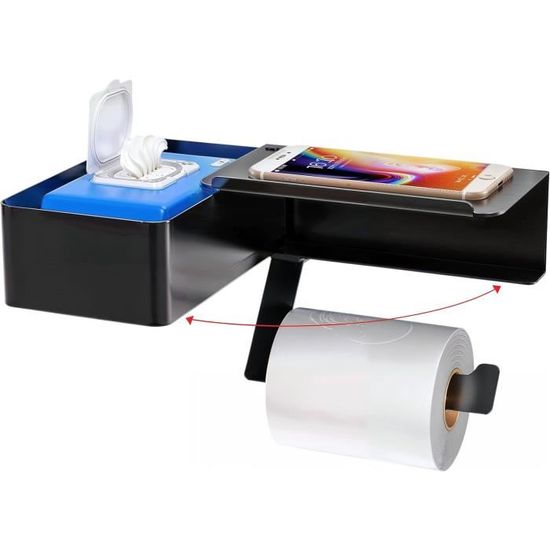 Porte Papier Toilette Gris Avec Boîte À Lingettes Humides, Support Papier Toilet