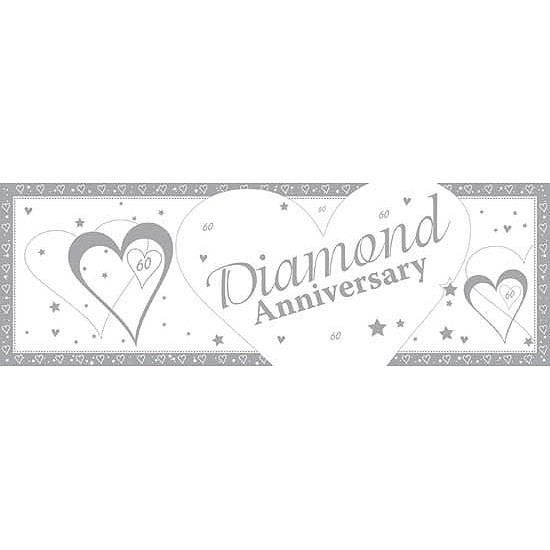 60e Anniversaire De Mariage Noces De Diamant Banderole Geante En Plastique 153 X 51 Cm Cdiscount Maison