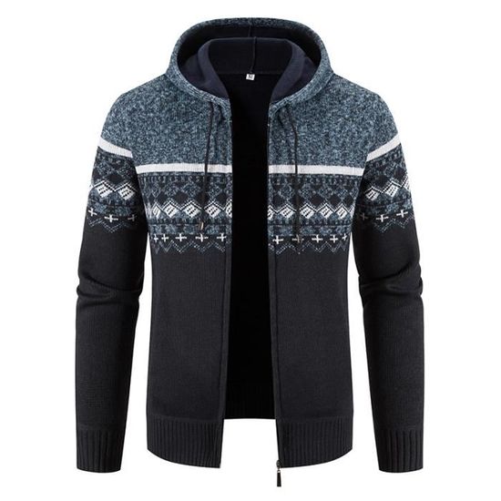 Gilet Cardigan D'hiver Imprimé Grec Noir Et Beige - Taille M - Neuf Avec étiquettes