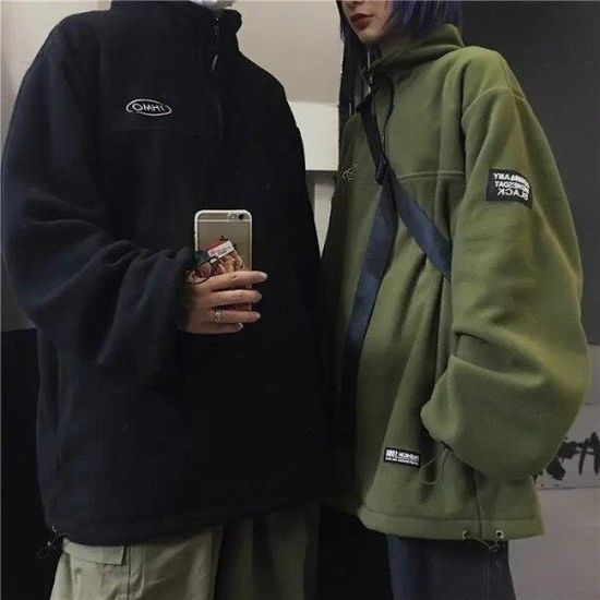 Manteau Femme Oversize Col Montant - Fermeture éclair Et Cordon - 75% Coton - Taille Unique (81-95cm) - Poches Latérales