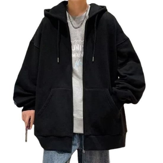 Sweat à Capuche Homme Hiver Polaire Doublé – Hoodie Épais Fermeture Éclair Intégrale