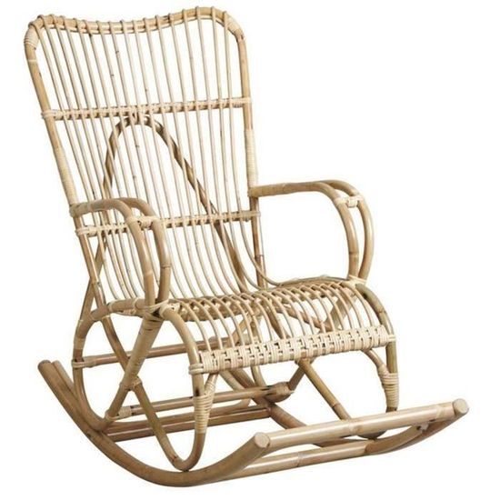 Rockingchair en rotin laqué naturel Dim 59 x 120 x 100 cm
