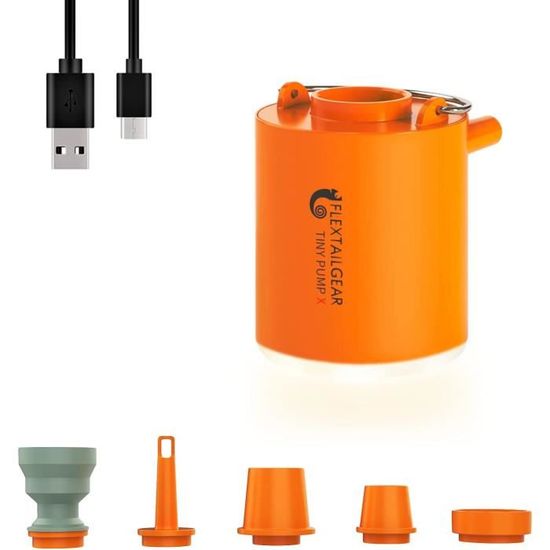 FLEXTAILGEAR Tiny Pump 2X – Mini Pompe à Air Électrique Ultra-Puissante 4 KPa, Batterie 1300 MAh, Recharge USB, Idéale Matelas Gonflable, Bouées, Sacs Sous Vide