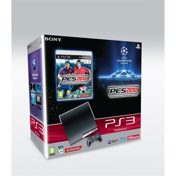 Pack console Sony PS3 Slim 250 Go + PES 2010 - Reconditionné sur Cdiscount Seconde Vie