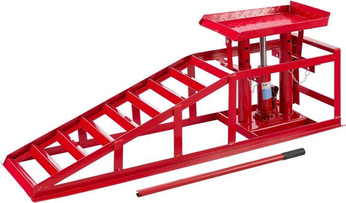 AREBOS Rampe de Levage |Leve Voiture|Voitures Véhicule |Kit de RampesHydraulique |Réglable 2 T |Rampe d'accès de 270-375 mm |Rouge