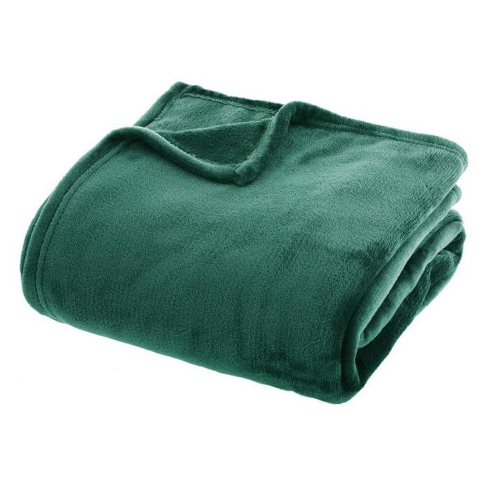Plaid Flanelle Uni Vert - 180 x 230 cm