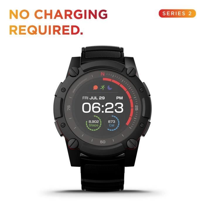 PowerWatch 2 - Montre Connecté, Montre Sport, Suivi de Performance, Zéro Recharge, Fonctionne à l'Énergie Solaire et Thermique, Rech