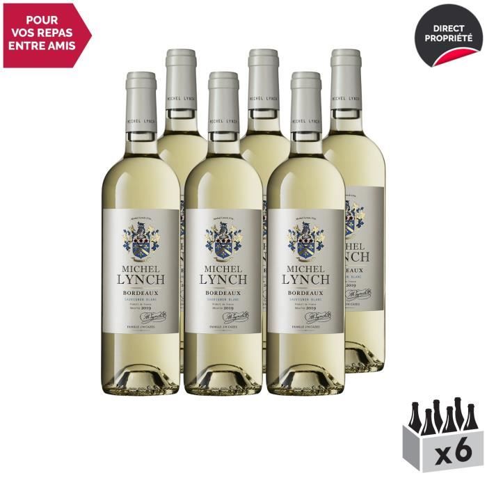 Bordeaux Blanc 2019 - Lot de 6x75cl - Michel Lynch - Vin AOC Blanc de Bordeaux - Cépage Sauvignon Blanc