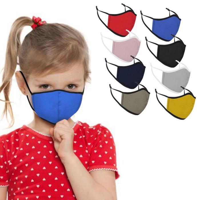 La Couture Pure De Couleur Des Enfants A Lavé Et Réutilisé Le Masque 8Pcs Pour Garçons Filles -FLZ200815008MR@ma19812