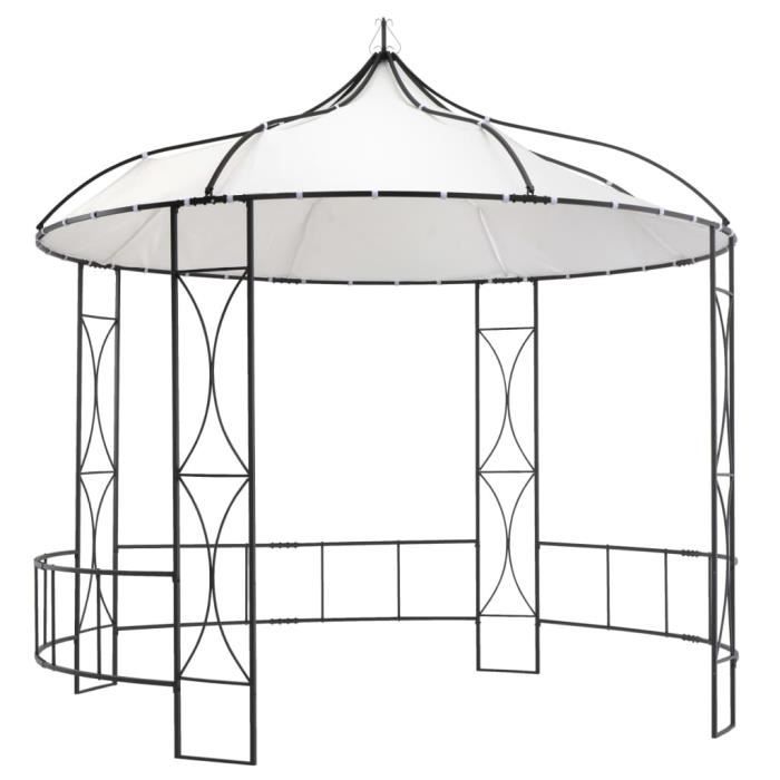 Economique Belvédère Tonnelle de jardin 300 x 290 cm Blanc Rond