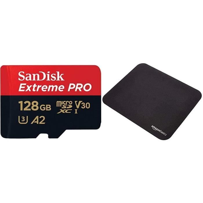Carte Mémoire microSDXC SanDisk Extreme Pro 128 Go + Adaptateur SD avec Performances Applicatives A2 Jusqu'à 170